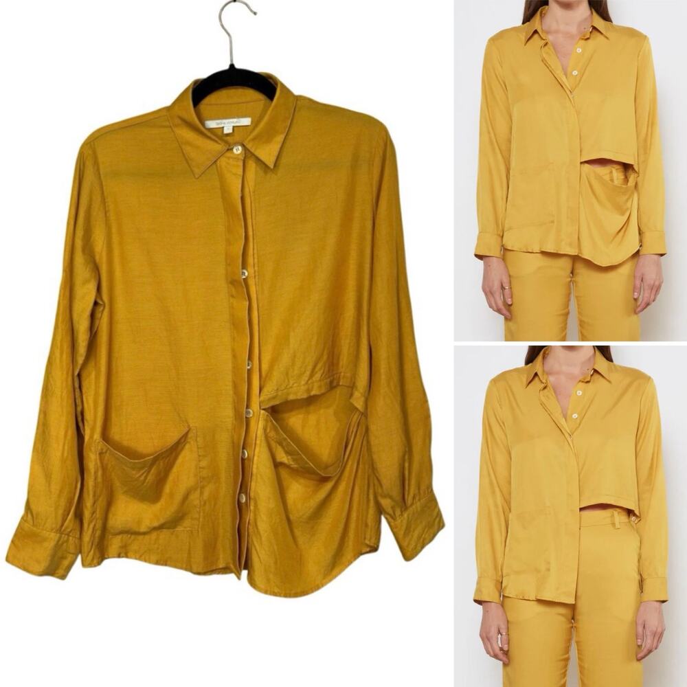 Sasha Verruno Ono Button Down Drape Shirt S Yellow Japanese Cotton Cupro USA